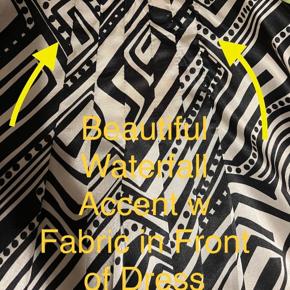 Women’s Petite Taller Sz 8 Bethany Dress Geometric Blk, Cream Chartreuse Ribbon - Picture 5 of 6